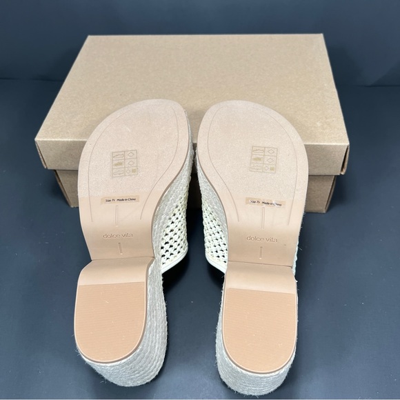 Dolce Vita Ivory Cream Platform Sandals Raffia Espadrille Heels Size 7.5 NEW - Picture 6 of 7